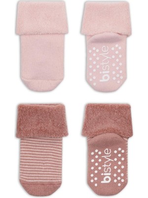 NW NessiWorld 2'li Çemberli Kaymaz Havlu Soket Çorap 10503 Pudra Pembe
