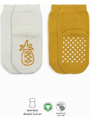 NW NessiWorld 2'li Meyve Figürlü Kaymaz Soket Çorap 10105 Ekru Hardal