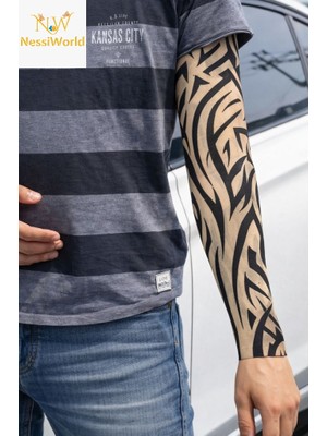 NW NessiWorld Giyilebilir Kol Dövmesi Çorap Dövme 3D Baskılı Kol Bacak Dövme 2 Adet Model 2