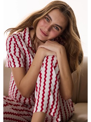 Penti Kırmızı Aria Gömlek Pantolon Pijama Takımı