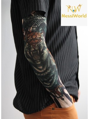 NW NessiWorld Giyilebilir Kol Dövmesi Çorap Dövme 3D Baskılı Kol Bacak Dövme 2 Adet Model 3