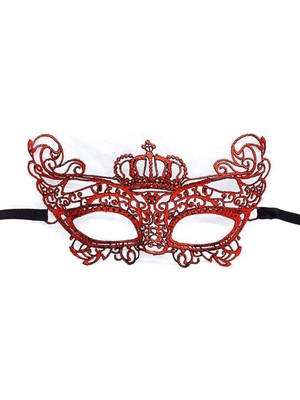 NW NessiWorld Kırmızı Renk Dantel Örgü Işlemeli Parti Maskesi Model 2