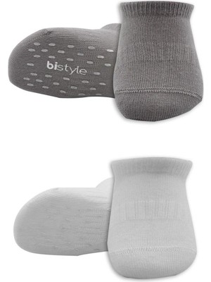 NW NessiWorld 2'li Sneakers Kaymaz Colours Penye Çorap 20104 Gri Beyaz