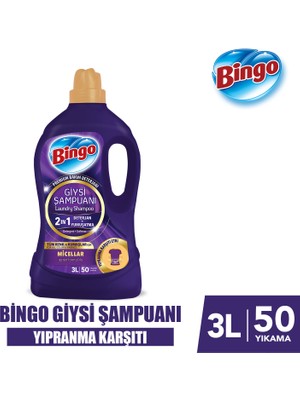 Bingo 2in1 Giysi Şampuanı 3L Yıpranma Karşıtı Sıvı Deterjan Tüm Renk ve Kumaşlar İçin
