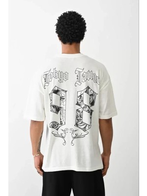 Uslucan Alışveriş Unisex Baskılı Oversize T-Shirt - Beyaz