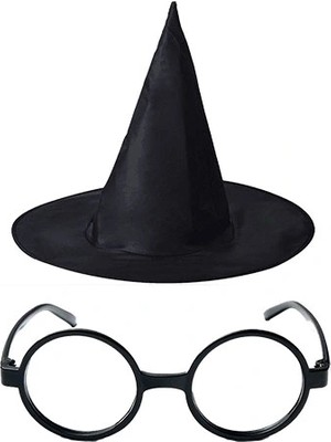 Harry Potter Şapkası ve Gözlüğü Siyah Renk