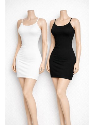 Belpa Likralı Ayarlanabilir Ip Askılı Elbise Astarı, Jüpon Elbise Astarı, Kombinezon 2'li Paket