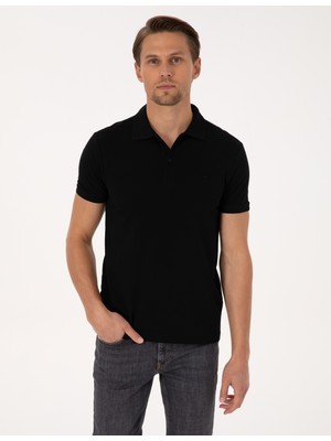 Pierre Cardin Erkek Siyah Slim Fit Basic Tişört 50325323-VR046