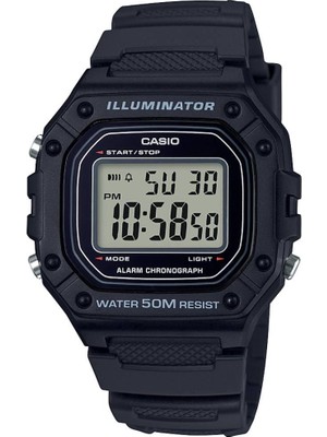 Casio W-218H-1AVDF Dijital Erkek Kol Saati Siyah Kasa ve Kordon ile 50M Suya Dayanıklı
