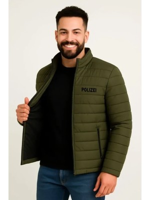 Uslucan Alışveriş Erkek Mikro Su Itici Kapitone Baskılı Astarlı Fermuarlı Bomber Mont - Haki