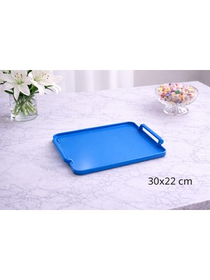 Zucci Home Aurora Blue Opak Servis Tepsisi | Dayanıklı Sunum Tepsisi - 30X22 cm