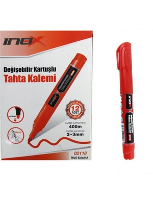 Inox Doldurulabilir Beyaz Tahta Kalemi Kırmızı 12'li Yazı Tahtası Kalemi