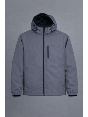 Damga Erkek Relax Fit Cepli Astarlı Füme Yağmurluk