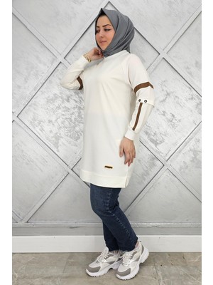 Pys Giyim Kadın Kolları Kuşgözü Aksesuarlı Tesettür Tunik