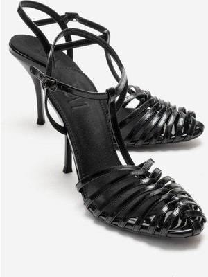 Luvi Pasıon Siyah Rugan Kadın Topuklu Ayakkabı