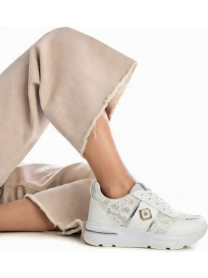 Nstil Kadın Dantel ve Gold Detaylı Kalın Taban Günlük Sneaker Ayakkabı 0873