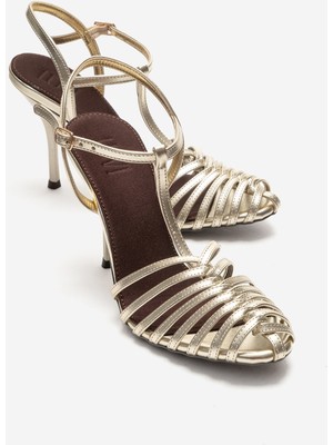 Luvi Pasıon Altın Kadın Topuklu Ayakkabı