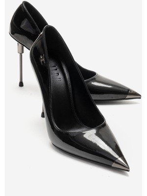 Luvi Carlas Siyah Rugan Kadın Topuklu Ayakkabı