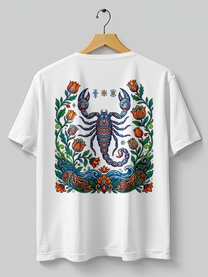 Base Art Tasarım Tişört Akrep Burcu Oversize Unisex