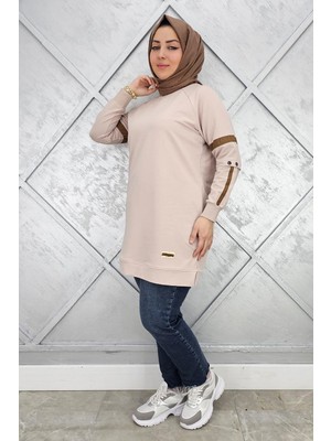 Pys Giyim Kadın Kolları Kuşgözü Aksesuarlı Tesettür Tunik