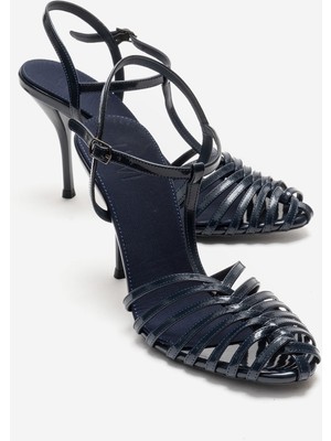 Luvi Pasıon Lacivert Rugan Kadın Topuklu Ayakkabı