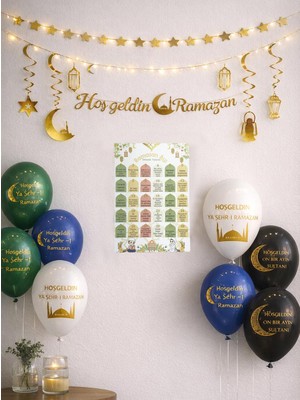 Parti Adresi Lüks Hoşgeldin Ramazan Dekor Seti – Altın Detaylı Süsleme Seti