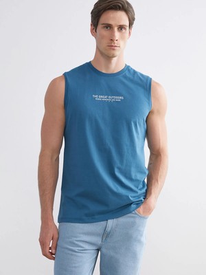 Lc Waikiki Yeni Sezon Bisiklet Yaka Baskılı Erkek Kolsuz Tişört