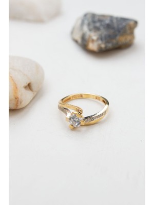 Latif Kuyumcu 14 Ayar Altın Baget Taşlı Yüzük LKYZK1562