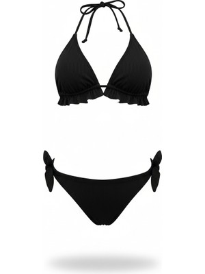 Adel Swimwear Fırfırlı Üçgen Bikini Takımı -Fitilli Kumaş