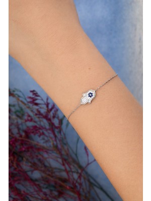 Silveranka 925 Ayar Gümüş Fatma Ana Eli Minimalist Bileklik