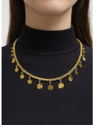 14 Ayar Altın Pullu Kolye