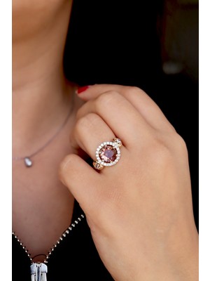 Silveranka 925 Ayar Gümüş Zultanit Yuvarlak Taşlı Otantik Yüzük