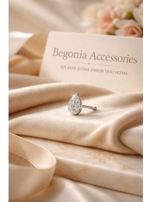 Begonia Accessories 925 Ayar Gümüş Damla Figürlü Minimal Zirkon Taşlı 1 Adet Hızma – Tragus Küpe, Unisex Gümüş Takı, Zarif & Şık Tasarım, Günlük ve Özel Gün Kullanımı