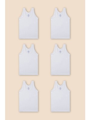 Baykar Erkek Çocuk Oval Yaka Pamuklu Süprem Atlet 6'lı Paket 2200 Beyaz