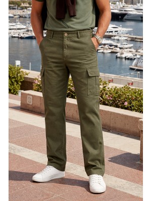 Comstar Erkek Relax Fit Haki Baggy Kargo Pantolon