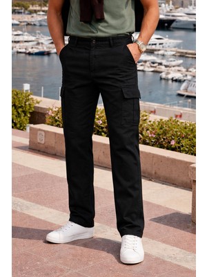 Comstar Erkek Relax Fit Siyah Baggy Kargo Pantolon