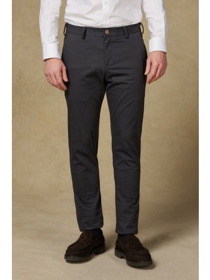 Abbate Prime Chino Poplin Stretch Pamuk Karışımlı Modern Fit Antrasit Erkek Düz Pantolon