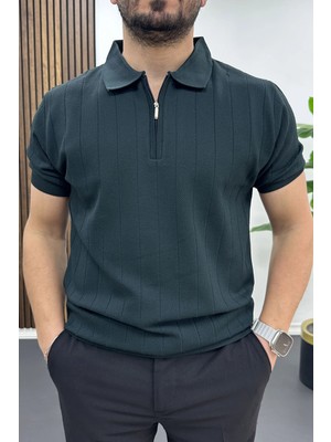 Edwox Erkek Nokta Desenli Polo Yaka Tişört Yeşil EDW462