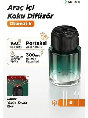 Kensa  Yıldızlı Gökyüzü Cam Akıllı Araç Aroma Difüzörü | USB Powered | Sessiz Aromatik Hava Ferahlatıcı