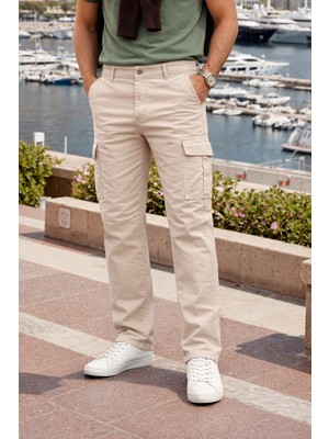 Comstar Erkek Relax Fit Bej Baggy Kargo Pantolon