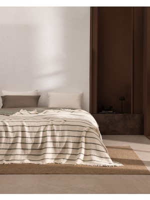 Madame Coco Orvanel Çift Kişilik %100 Pamuk Yatak Örtüsü - Haki