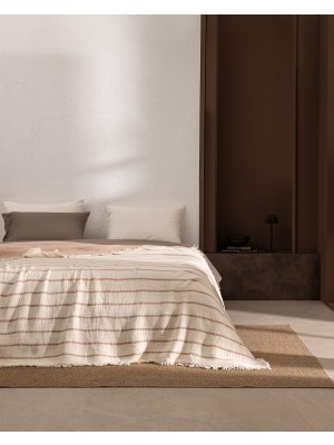 Madame Coco Orvanel Çift Kişilik %100 Pamuk Yatak Örtüsü - Bej