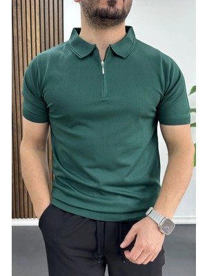 Edwox Erkek Polo Yaka Düz Tişört Yeşil EDW455