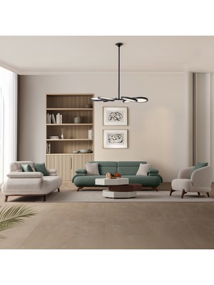 Eymense Bonjo Sırt Mekanizmalı Ceviz Kasalı Koltuk Takımı 3+3+1 Yeşil