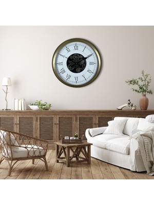 Zentime Vintage Roma Rakamlı 60 cm Çarklı Duvar Saati
