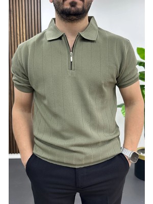 Edwox Erkek Nokta Desenli Polo Yaka Tişört Açık Yeşil EDW462