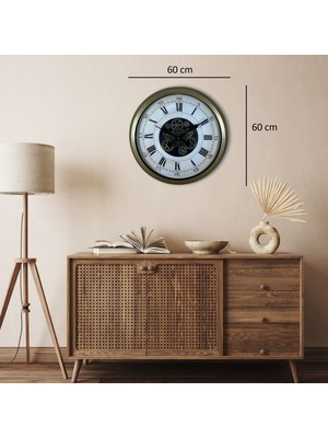 Zentime Eskitme Roma Rakamlı Elite 60 cm Çarklı Duvar Saati