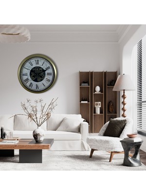 Zentime Vintage Atlas Tasarım 60 cm Çarklı Duvar Saati