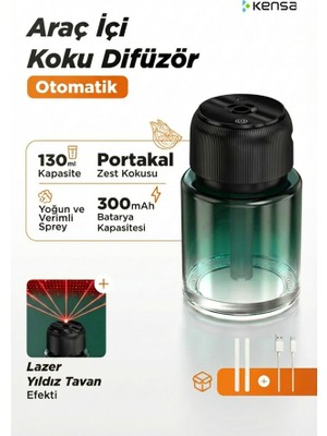 Kensa Yıldızlı Gökyüzü Cam Akıllı Araç Aroma Difüzörü | USB Powered | Sessiz Aromatik Hava Ferahlatıcı