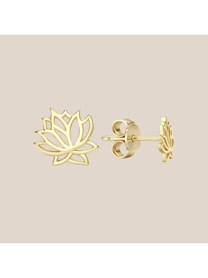 Altıntaş Lotus Çiçeği Altın Küpe